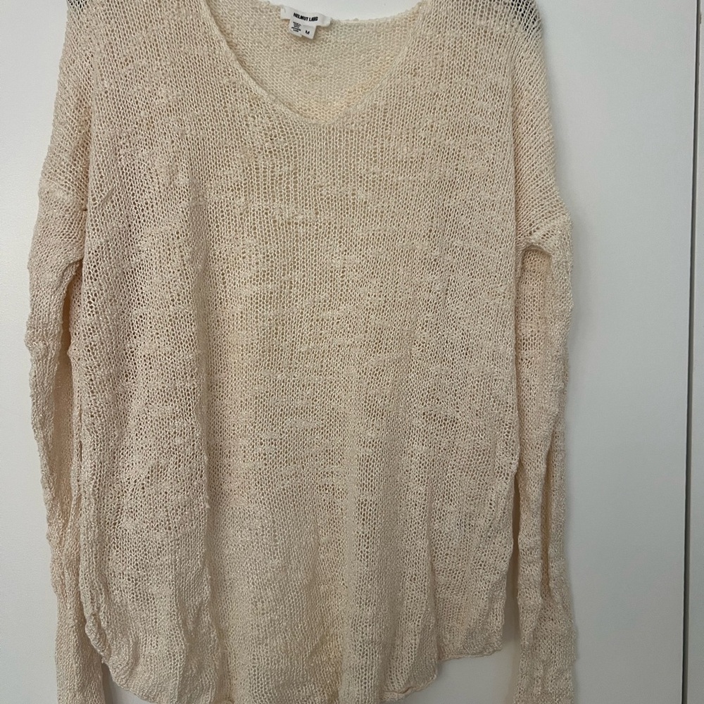 Helmut Lang Cream V-Neck Sweater
